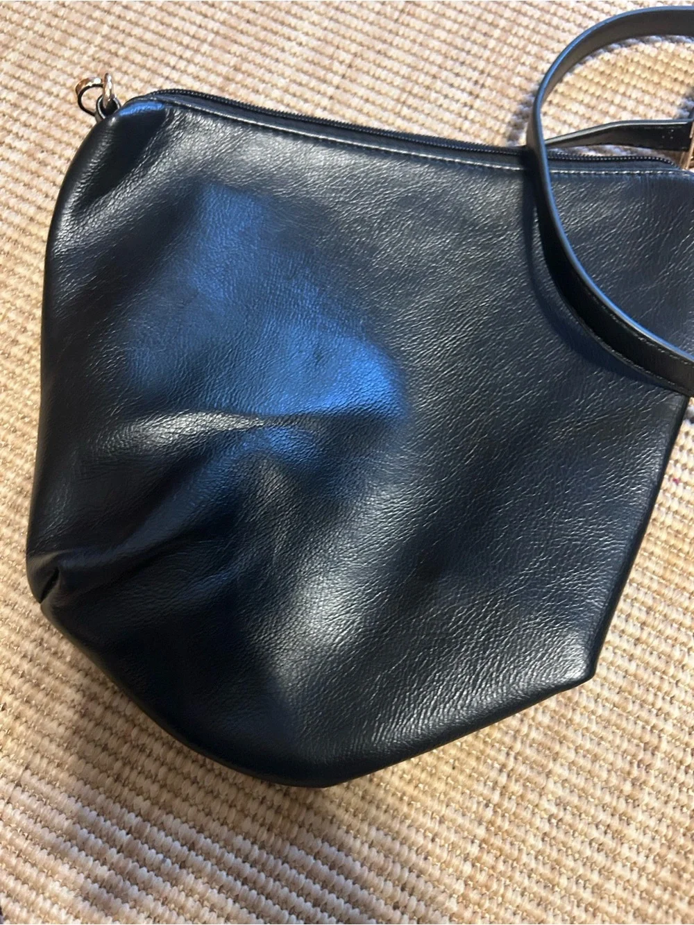Anthropologie Black Leather Hobo Tote